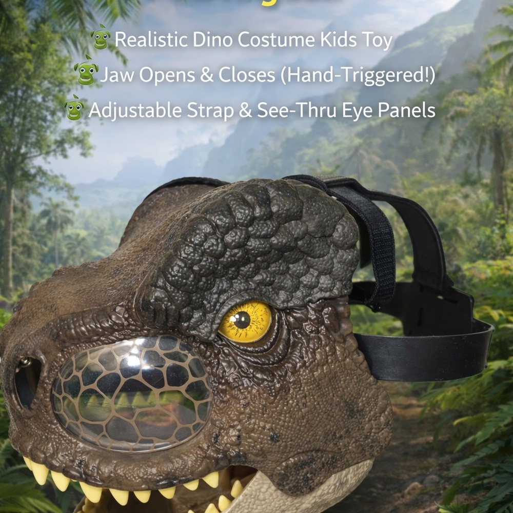 Jurassic World T-Rex Dinosaur Mask Moving Jaw Realistic Dino Costume Kids Toy